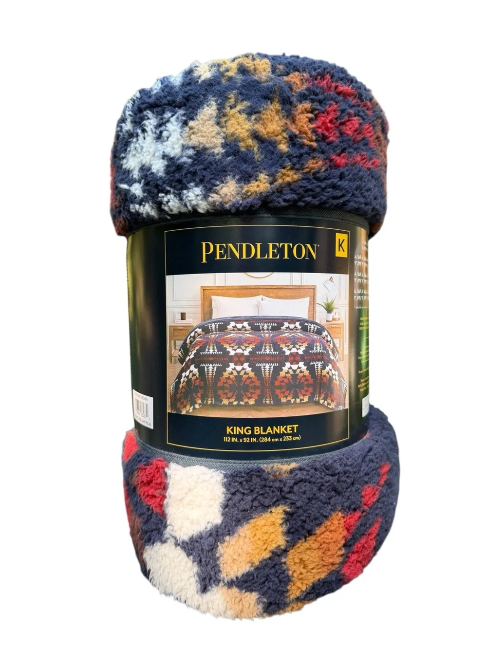 Pendleton Navy Multi Sherpa King Blanket Legend Lake Navy NWT